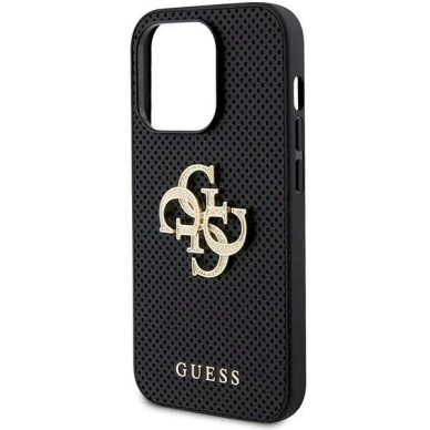 Guess Leather Perforated 4G Glitter Logo Case for iPhone 15 Pro Max - Juodas 5