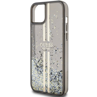 Originalus Guess dėklas Liquid Glitter Auksinis StripesiPhone 15 / 14 / 13 - Juodas 5