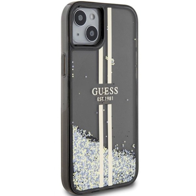 Originalus Guess dėklas Liquid Glitter Auksinis StripesiPhone 15 Plus / 14 Plus - Juodas 3