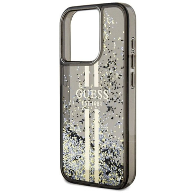 Originalus Guess dėklas Liquid Glitter Auksinis StripesiPhone 15 Pro Max - Juodas 5