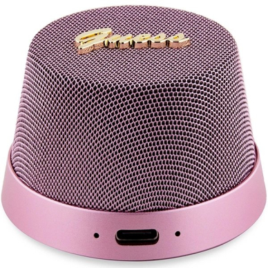 Originalus Guess dėklas Magnetic Script Metal Mėlynastooth speaker - Rožinis 1