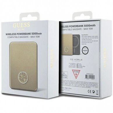 Guess MagSafe 4G Strassed Metal Logo induction power bank 15W 5000mAh - gold 4