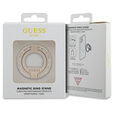 Dėklas Guess MagSafe Ring stand GUMRSALDGD Auksinis/Auksinis Rhinestone 3