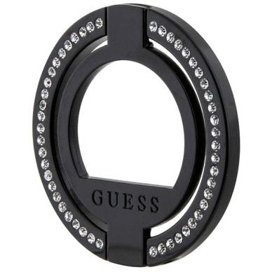 Dėklas Guess MagSafe Ring stand GUMRSALDGK Juodas/Juodas Rhinestone 1