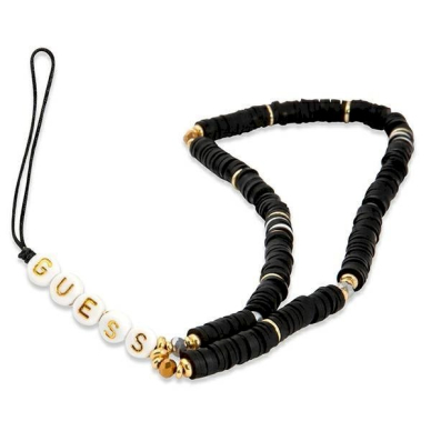 Dėklas Guess pendant GUSTPEARK Phone Strap Juodas/Juodas Heishi Beads