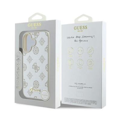 Dėklas Guess Peony Script Logo MagSafe iPhone 16  - Baltas 7