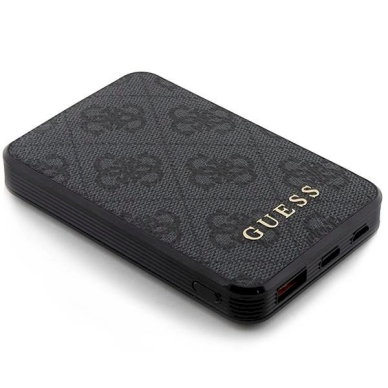 Guess Powerbank 15W GUPB5LP4GEGK 5000mAh black/black 4G Leather Metal Logo 2