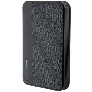 Guess Powerbank 15W GUPB5LP4GEGK 5000mAh black/black 4G Leather Metal Logo 4