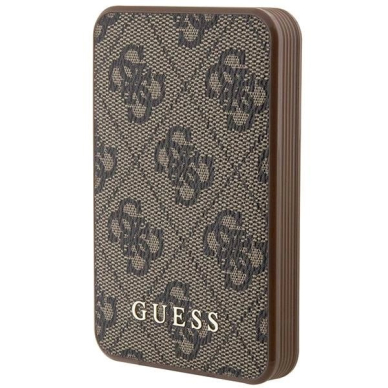 Guess Powerbank 15W GUPB5LP4GEGW 5000mAh brown/brown 4G Leather Metal Logo