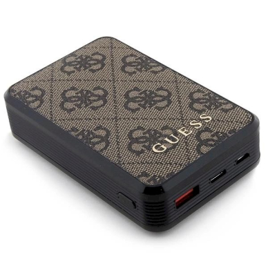 Guess Powerbank 18W GUPB10DP4GEGW 10000mAh brown/brown 4G Leather Metal Logo 2