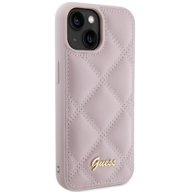 Dėklas Guess Quilted Metal Logo   iPhone 15 - Rožinis 3