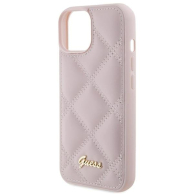 Dėklas Guess Quilted Metal Logo   iPhone 15 - Rožinis 5