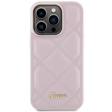 Dėklas Guess Quilted Metal Logo   iPhone 15 Pro Max - Rožinis 2