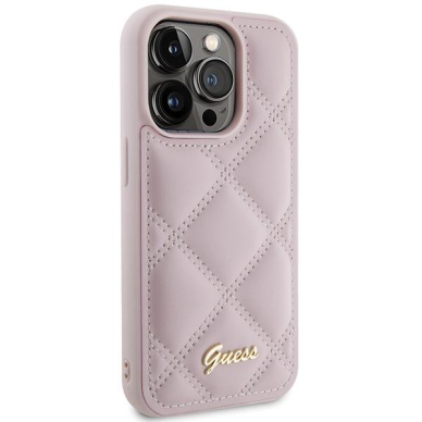 Dėklas Guess Quilted Metal Logo   iPhone 15 Pro Max - Rožinis 3