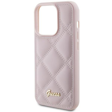 Dėklas Guess Quilted Metal Logo   iPhone 15 Pro Max - Rožinis 5