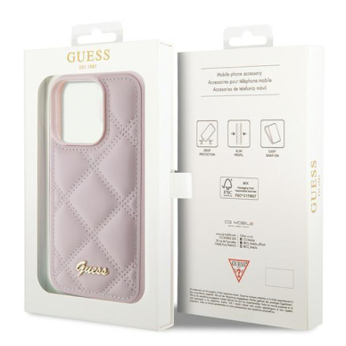 Dėklas Guess Quilted Metal Logo   iPhone 15 Pro Max - Rožinis 7