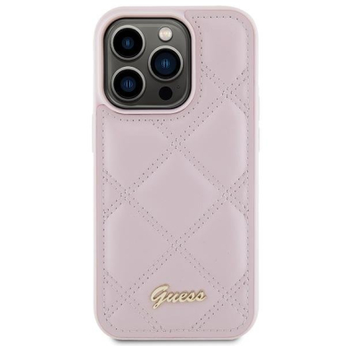 Dėklas Guess Quilted Metal Logo   iPhone 15 Pro - Rožinis 2