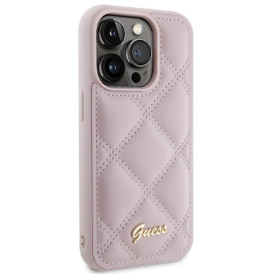 Dėklas Guess Quilted Metal Logo   iPhone 15 Pro - Rožinis 3