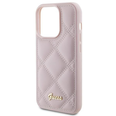 Dėklas Guess Quilted Metal Logo   iPhone 15 Pro - Rožinis 5