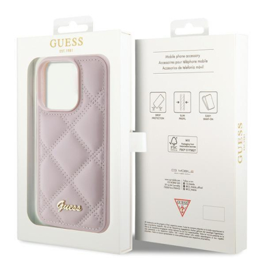 Dėklas Guess Quilted Metal Logo   iPhone 15 Pro - Rožinis 7