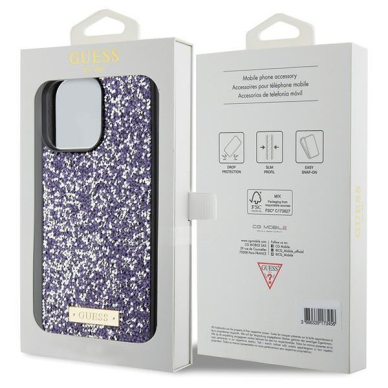 Guess Rhinestone Metal Logo Dėklas skirta iPhone 15 Pro - rožinis 7