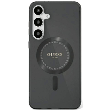 Guess Rhinestones Printed Classic Logo MagSafe Samsung Galaxy S25 Ultra Dėklas Juodas