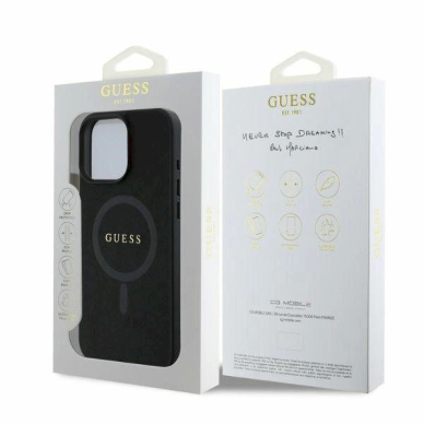 Guess Saffiano Classic Logo MagSafe iPhone 16 Pro Dėklas - juodas 3