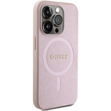 Dėklas Guess Saffiano MagSafe   iPhone 15 Pro Max - Rožinis 3