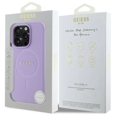 Dėklas Guess Saffiano MagSafe  iPhone 16 Pro - Violetinis 7