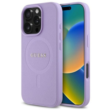 Dėklas Guess Saffiano MagSafe  iPhone 16 Pro - Violetinis