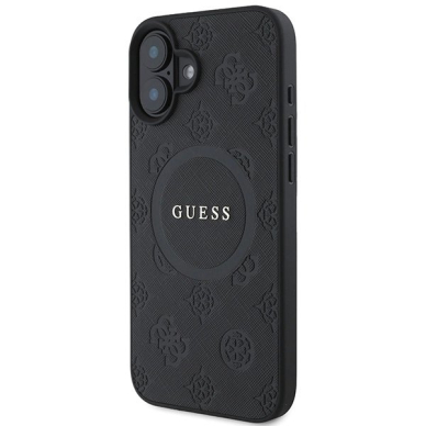 Dėklas Guess Saffiano Peony Classic Logo MagSafe  iPhone 16 - Juodas 1