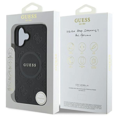 Dėklas Guess Saffiano Peony Classic Logo MagSafe  iPhone 16 - Juodas 6