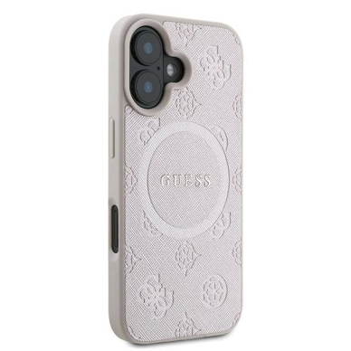 Guess Saffiano Peony Classic Logo MagSafe iPhone 16 Plus Dėklas - rožinis 3