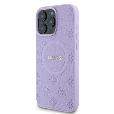 Dėklas Guess Saffiano Peony Classic Logo MagSafe iPhone 16 Pro  - Violetinis 1