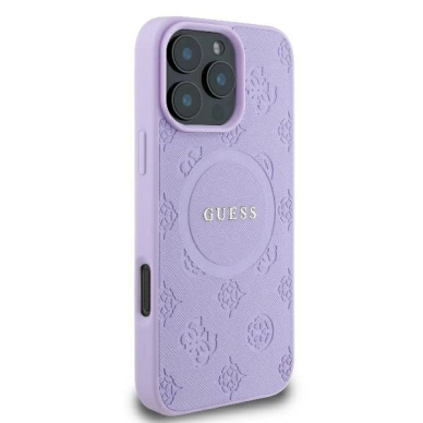 Dėklas Guess Saffiano Peony Classic Logo MagSafe iPhone 16 Pro  - Violetinis 3