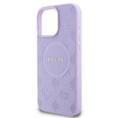 Dėklas Guess Saffiano Peony Classic Logo MagSafe iPhone 16 Pro  - Violetinis 5