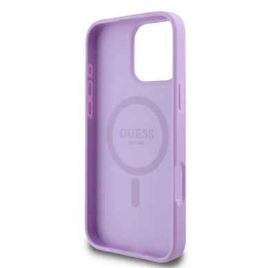 Dėklas Guess Saffiano Peony Classic Logo MagSafe iPhone 16 Pro  - Violetinis 6