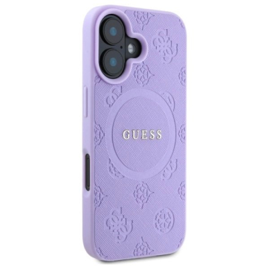 Dėklas Guess Saffiano Peony Classic Logo MagSafena iPhone 16 Plus  - Violetinis 3