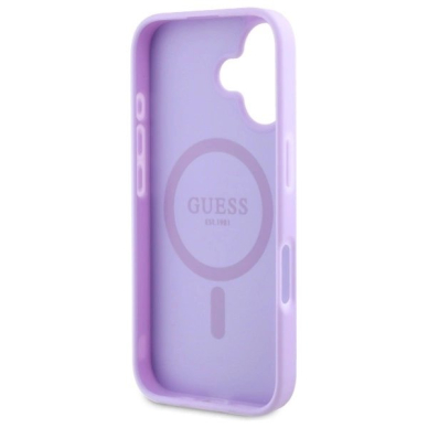 Dėklas Guess Saffiano Peony Classic Logo MagSafena iPhone 16 Plus  - Violetinis 6