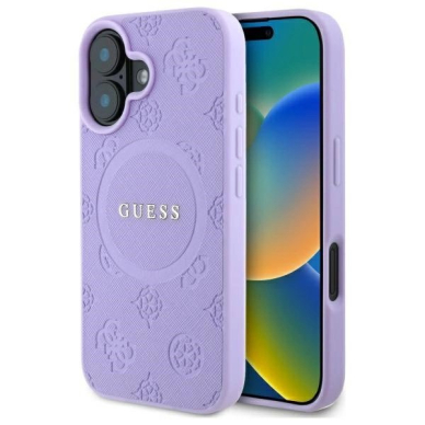 Dėklas Guess Saffiano Peony Classic Logo MagSafena iPhone 16 Plus  - Violetinis