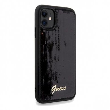 Originalus Guess dėklas Sequin Script MetaliPhone 11 / Xr - Juodas 3