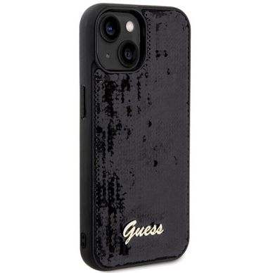 Originalus Guess dėklas Sequin Script MetaliPhone 14 / 15 / 13 - Juodas 3