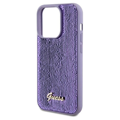 Dėklas Guess Sequin Script Metal case for iPhone 14 Pro Max - Violetinis 5