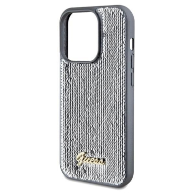 Dėklas Guess Sequin Script Metal case for iPhone 14 Pro Max - Sidabrinis 5