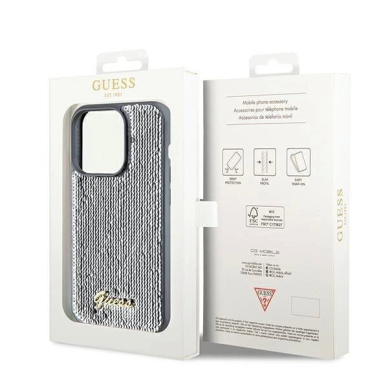 Dėklas Guess Sequin Script Metal case for iPhone 14 Pro Max - Sidabrinis 7