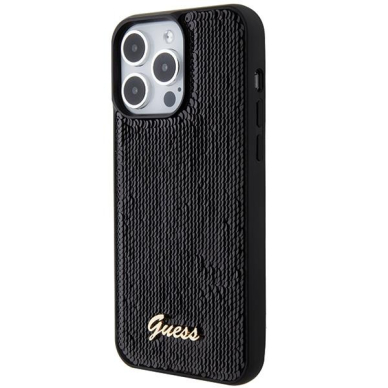 Dėklas Guess Sequin Script Metal   iPhone 15 Pro - Juodas 1