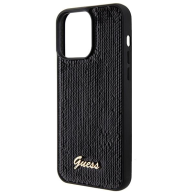 Dėklas Guess Sequin Script Metal   iPhone 15 Pro - Juodas 5