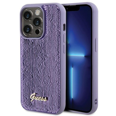 Dėklas Guess Sequin Script Metal   iPhone 15 Pro Max - Violetinis