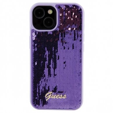 Dėklas Guess Sequin Script Metal   iPhone 15 - Violetinis 2