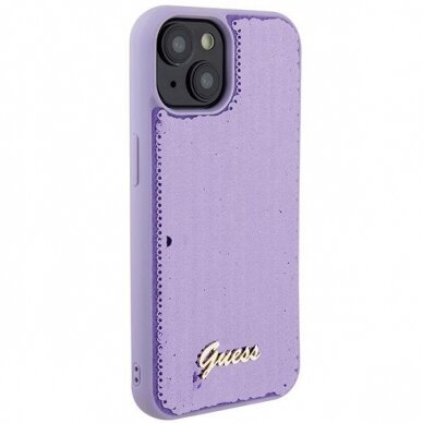 Dėklas Guess Sequin Script Metal   iPhone 15 - Violetinis 3